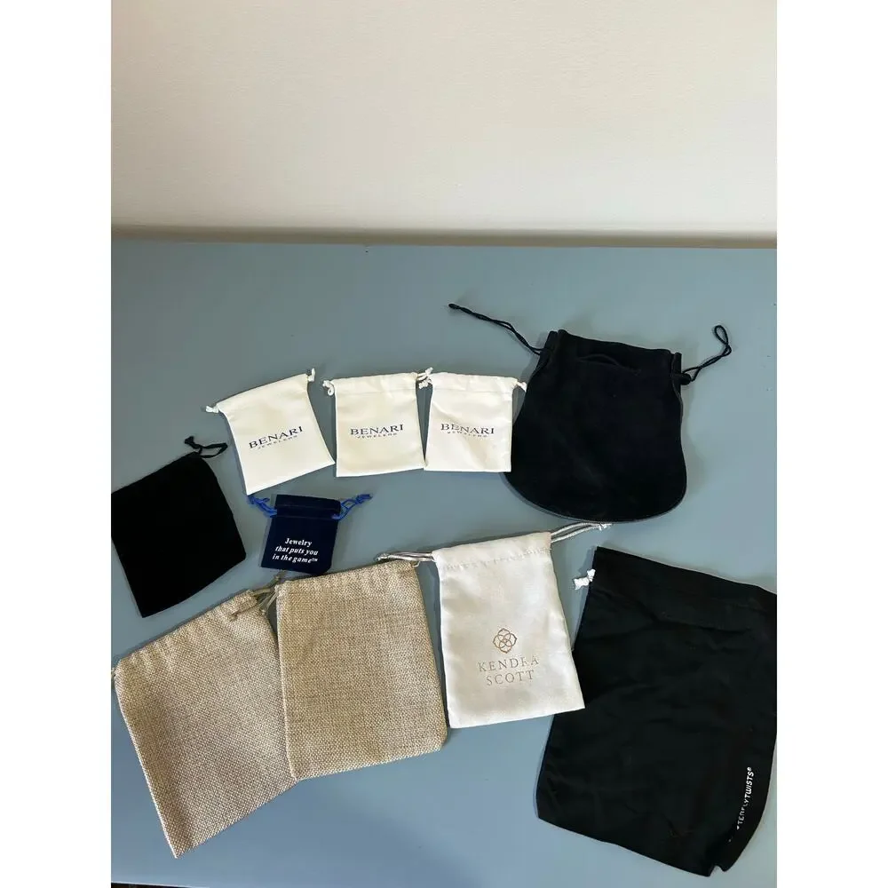 Collection of jewelry bags pouches gift bags various sizes and materials